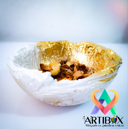 Bomboniera/Bol - Stone - nuanta alb cu efect auriu [1]