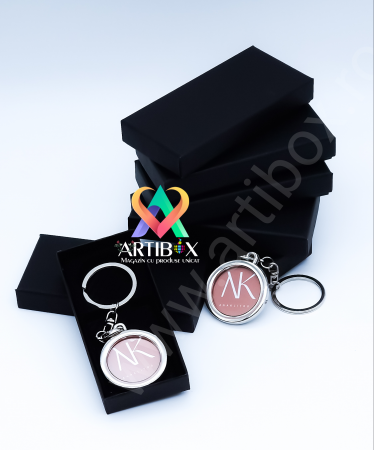 Breloc metalic rotund insertie foto, text personalizat, sigla, logo [2]