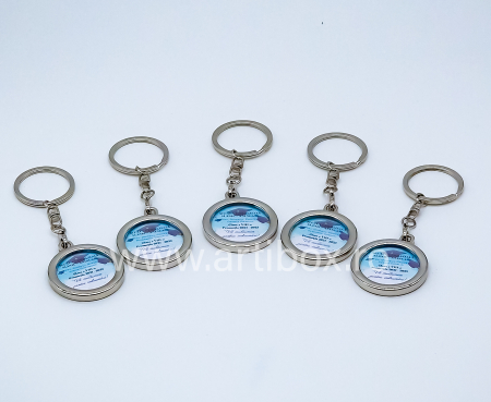 Brelocuri - Breloc metalic rotund insertie foto, text personalizat, sigla, logo