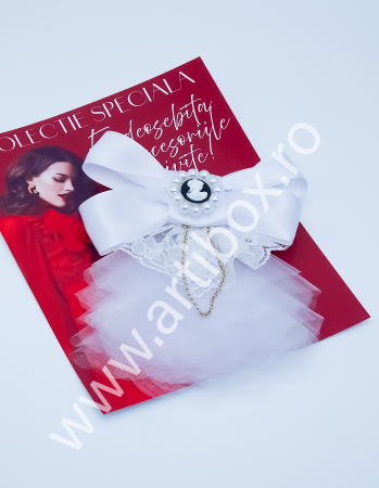 Brosa Eleganta stil Jabou, Papion,  Funda pentru camasi si rochite - White [2]