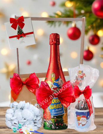 Craciun 2025 - Cadou Mos Craciun - Set pictura globuri, Cana cu dulciuri artizanale si Robby Bubble