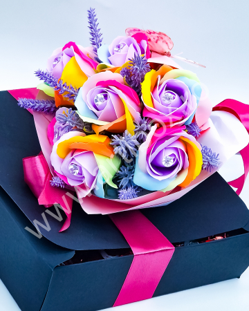 Buchet cu trandafiri din sapun premium rainbow [5]