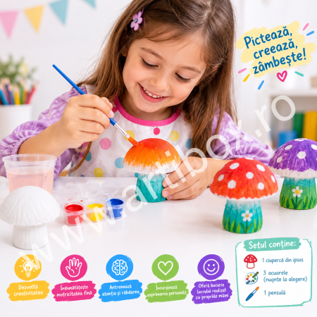 SARBATORI PASCALE - Ciupercute din ipsos pentru pictat - Atelier creativ pentru copii