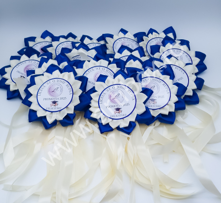 Toci, diplome si cocarde absolvire - Cocarde pentru absolvire - Model Floare Albastru Regal