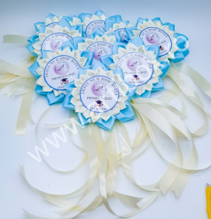 Toci, diplome si cocarde absolvire - Cocarde pentru absolvire - Model Floare Bleu