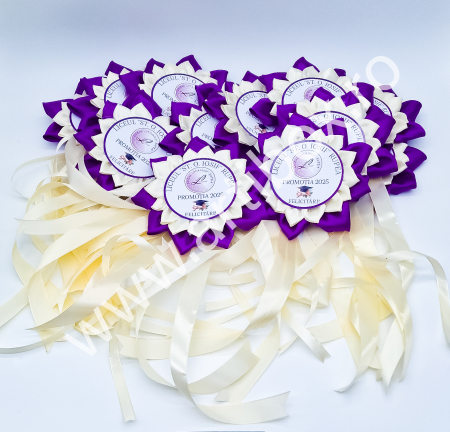 Toci, diplome si cocarde absolvire - Cocarde pentru absolvire - Model Floare Mov