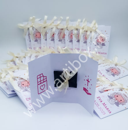 Cruciulite bleu pentru botez cu felicitare si ciocolata [10]