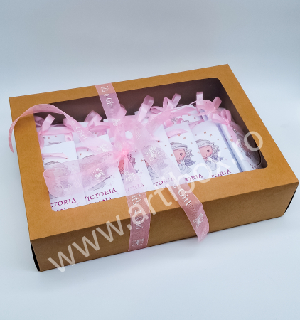 Cruciulite pentru botez cu felicitare si buchetel din flori naturale uscate [10]