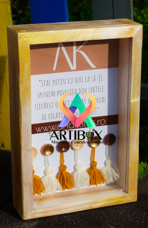 Cutie din lemn natur, capac culisant plexiglas, Rama foto 3D, Caseta cu mesaj de intampinare [1]