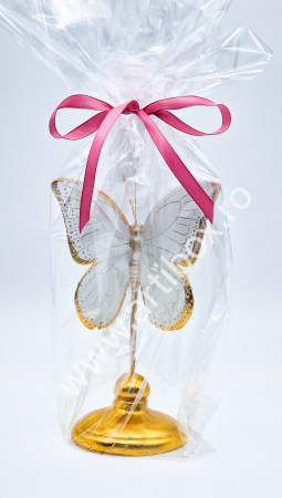 Decoratiune - Statueta fluture alb cu auriu [3]
