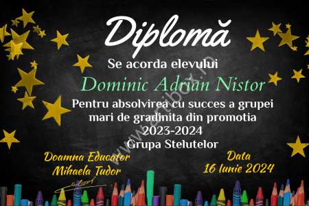 Diploma absolvire - personalizata cu text pentru gradinita/scoala [1]