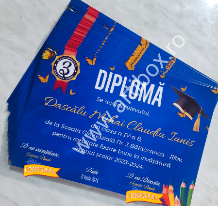 Diploma cu text personalizat, nume si semnatura digitala pentru gradinita/scoala [9]