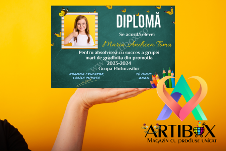 Toci, diplome si cocarde absolvire - Diploma absolvire - personalizata cu text și poza pentru gradinita/scoala