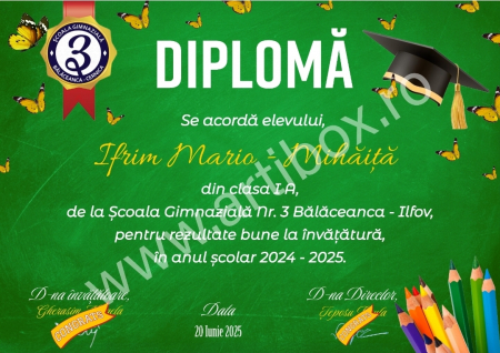 Diploma cu text personalizat, nume si semnatura digitala pentru gradinita/scoala [7]