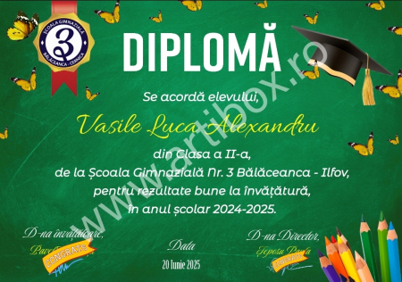 Diploma cu text personalizat, nume si semnatura digitala pentru gradinita/scoala [2]
