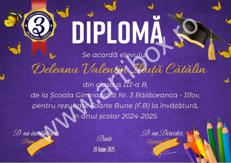 Diploma cu text personalizat, nume si semnatura digitala pentru gradinita/scoala [5]