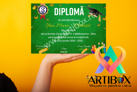 Toci, diplome si cocarde absolvire - Diploma cu text personalizat, nume si semnatura digitala pentru gradinita/scoala