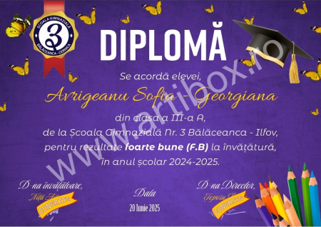 Diploma cu text personalizat, nume si semnatura digitala pentru gradinita/scoala [12]