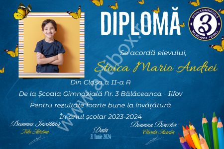 Diploma absolvire - personalizata cu text și poza pentru gradinita/scoala [1]