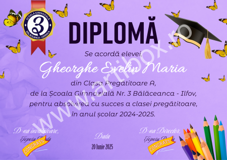 Diploma cu text personalizat, nume si semnatura digitala pentru gradinita/scoala [10]