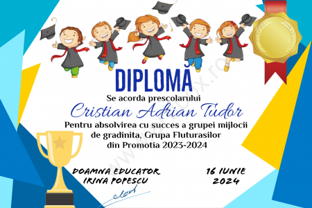 Diploma de premiere - personalizata cu text pentru gradinita/scoala [3]