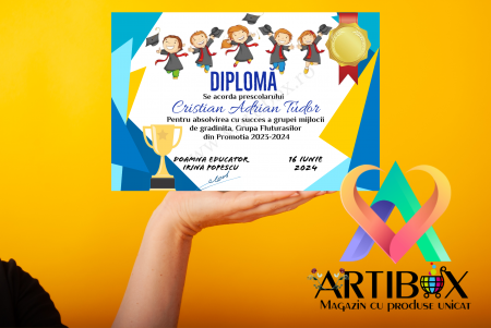 Toci, diplome si cocarde absolvire - Diploma de premiere - personalizata cu text pentru gradinita/scoala