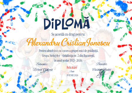 Diploma Gradinita - personalizata cu text pentru gradinita/scoala [1]