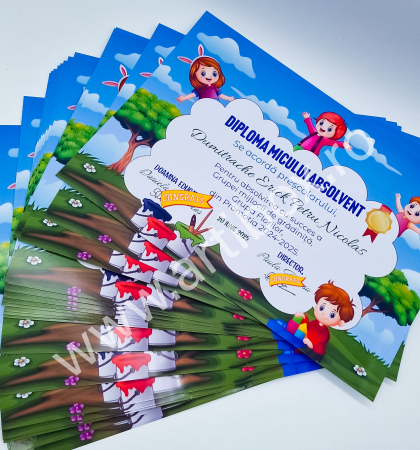 Diploma Micului Absolvent - personalizata cu text pentru gradinita/scoala [2]