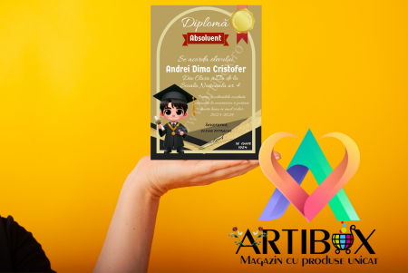 Toci, diplome si cocarde absolvire - Diploma Scolara Elev - personalizata cu text pentru scoala/gradinita