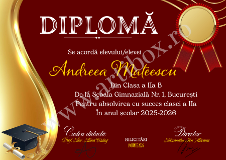 Diploma scolara personalizabila cu semnatura digitala - albastru [3]