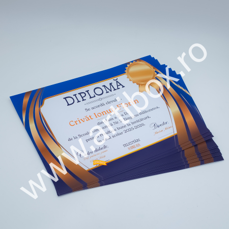 PRODUSE EDUCATIONALE - Diploma scolara personalizabila cu semnatura digitala - albastru