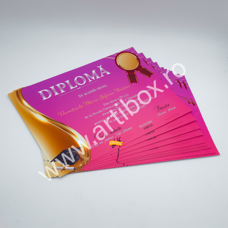PRODUSE EDUCATIONALE - Diploma scolara personalizabila cu semnatura digitala - roz