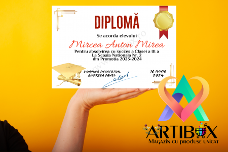 Toci, diplome si cocarde absolvire - Diplome Absolvire Scoala - personalizata cu text pentru scoala/gradinita