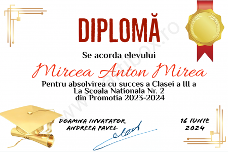Diplome Absolvire Scoala - personalizata cu text pentru scoala/gradinita [1]