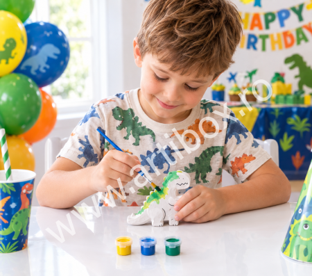 Activitati pentru copii - Figurina dinozaur pentru pictura, acuarele si pensula incluse - aniversari si activitati pentru copii
