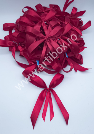 Fundite decorative - Funda din satin bordo cu cozi lungi - Fundita decorativa pentru marturii, cadouri si ambalaje