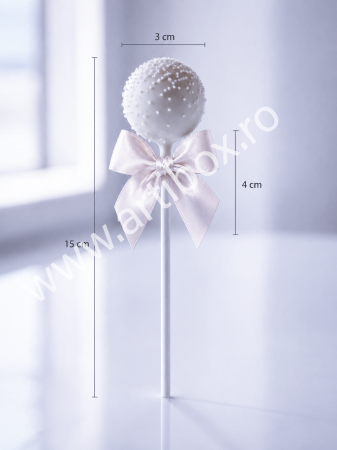 Fundite pentru cakepops - 2.5 cm | Fundite dublu satinate albe | Funde decorative pentru evenimente  [1]