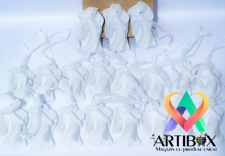 Artibox cu figurine ipsos - Globuri ingeras din ipsos pentru pictura tematica de Craciun