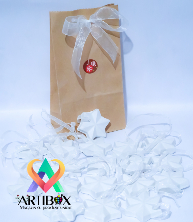 Artibox cu figurine ipsos - Globuri stea din ipsos pentru pictura tematica de Craciun