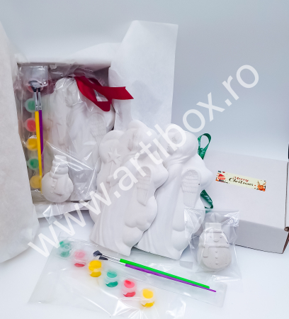 Artibox cu figurine ipsos - Ingerasi din ipsos pentru pictat - acuarele incluse