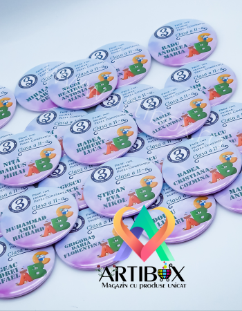 Insigne personalizate cu text pentru școala / gradinita - Model ABC - 75mm [1]