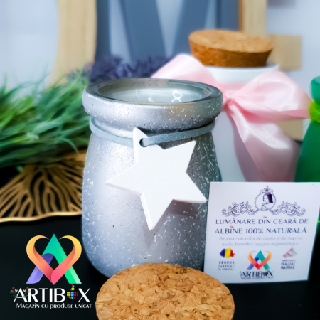 Lumanare decorativa din ceara naturala de albine in bol de sticla reutilizabil [3]