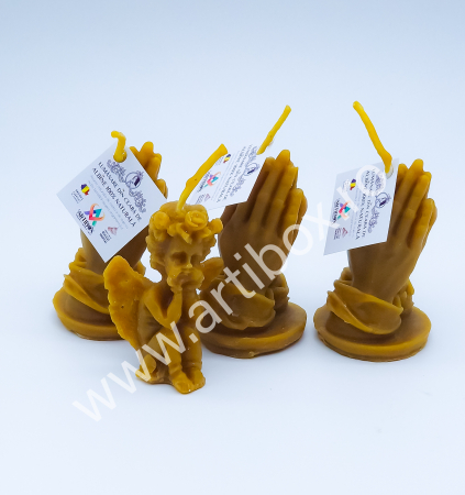 Maini impreunate Rugaciune - Lumanare decorativa din ceara naturala de albine, turnata manual [6]