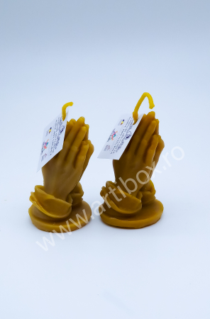 Maini impreunate Rugaciune - Lumanare decorativa din ceara naturala de albine, turnata manual [5]