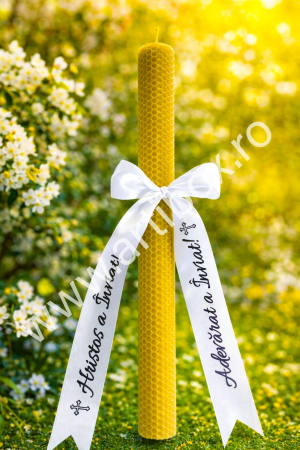 Lumanari ceara naturala - Lumanare H 41 cm, model fagure din ceara naturala de albine - Învierea Domnului 