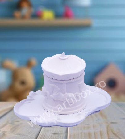 Lumanare Handmade in Suport decorativ din ceramica - Model carusel [1]