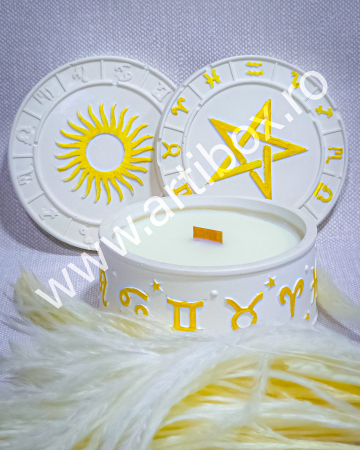 Lumanari ceara de soia - Lumanare in cutie decorativa din ceramica cu model constelatii zodiac