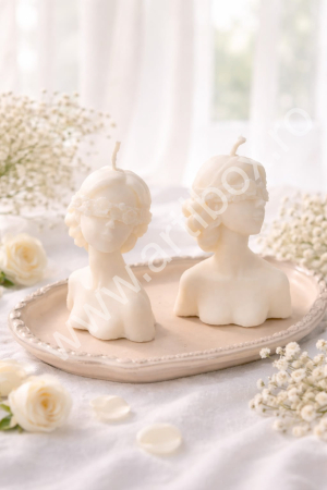 Martisoare - Lumanare parfumata din ceara naturala de soia - Bust feminin Muzza