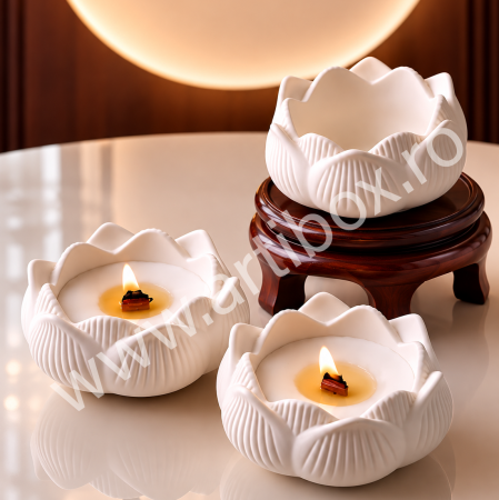 Categorii produse - Lumanare parfumata in suport decorativ din ceramica - Model nufar