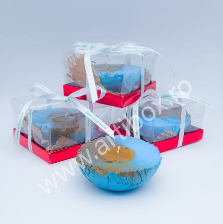 Lumanari ceara naturala - Lumanare terapeutica din ceara naturala, in bol din ipsos glazurat - Negru